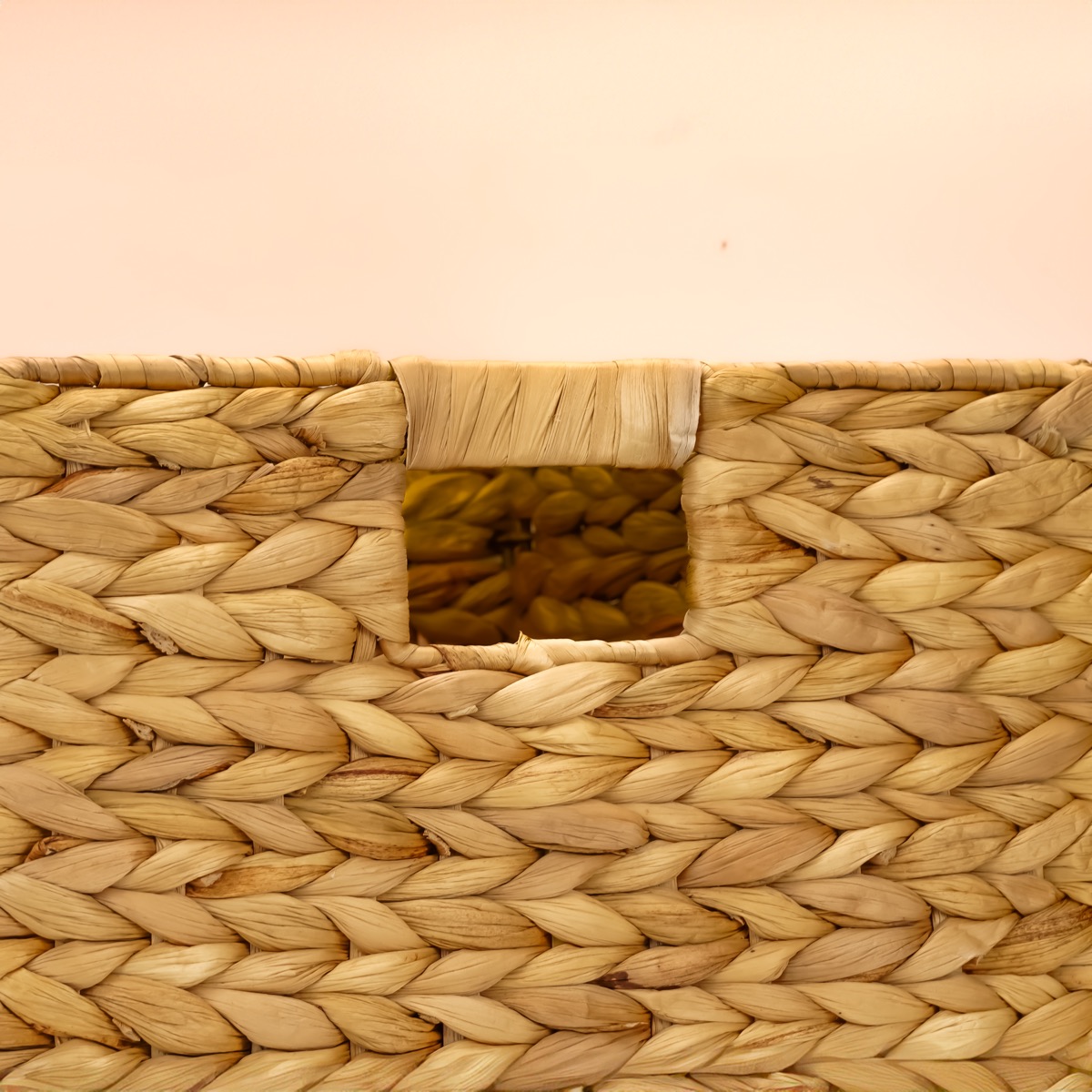 Close up detail of the woven basket handle