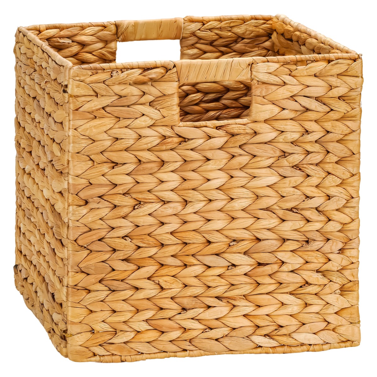 12x12 handwoven water hyacinth cube storage basket